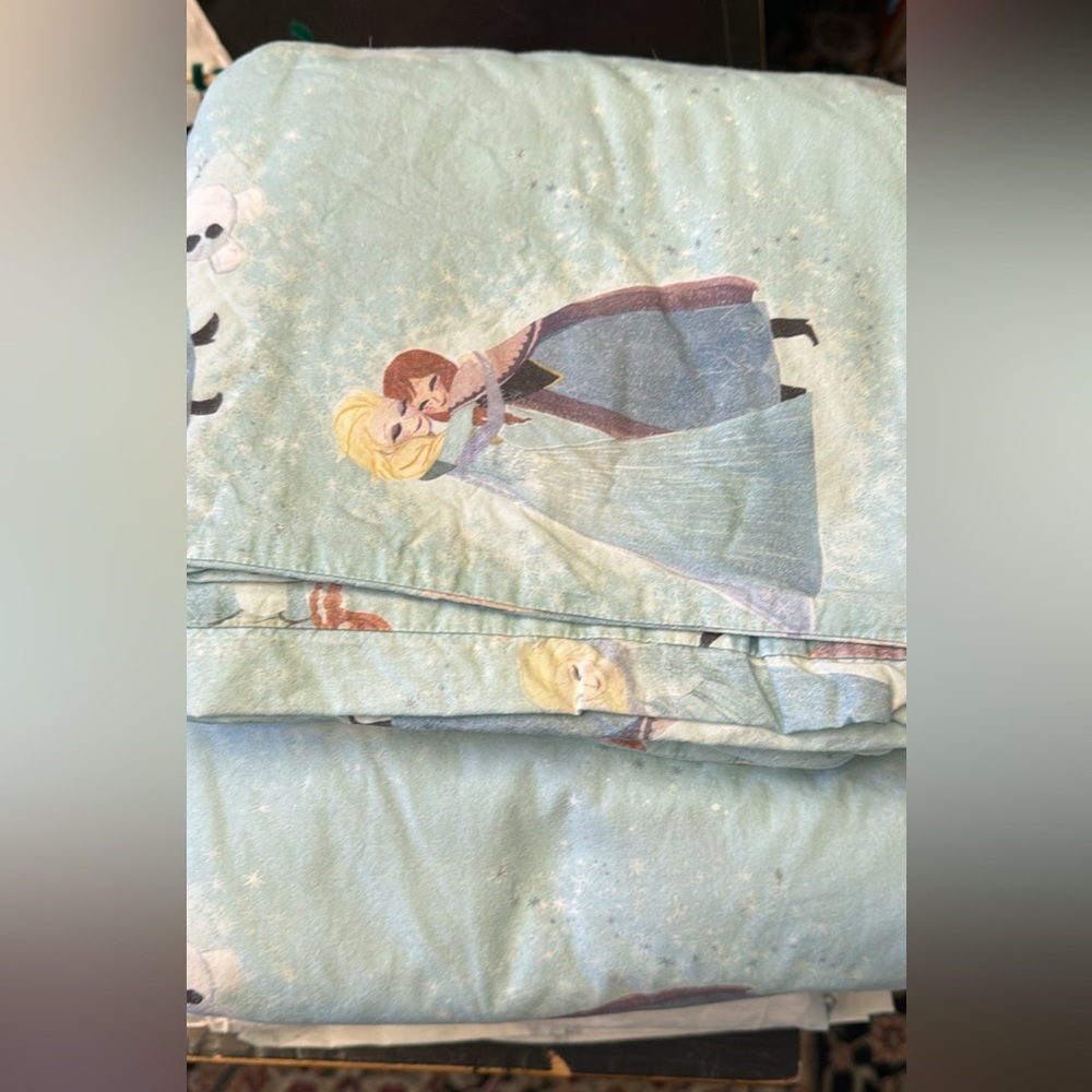 Pottery Barn Kids Frozen Themed Duvet Cover and Sheet Set - Light Blue QUEEN